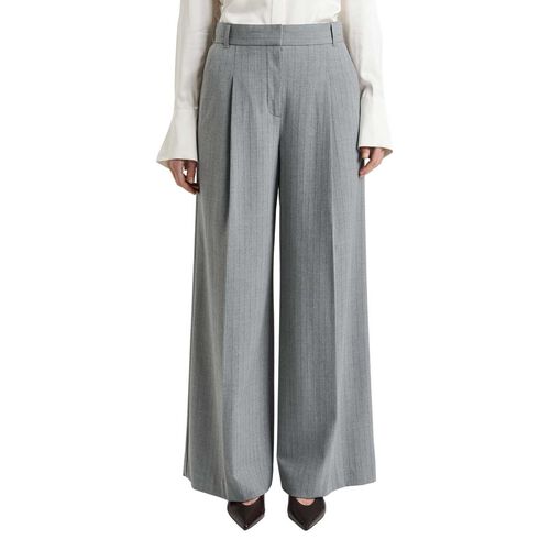 Veronika Maine Grey Pinstripe Straight Leg Pant